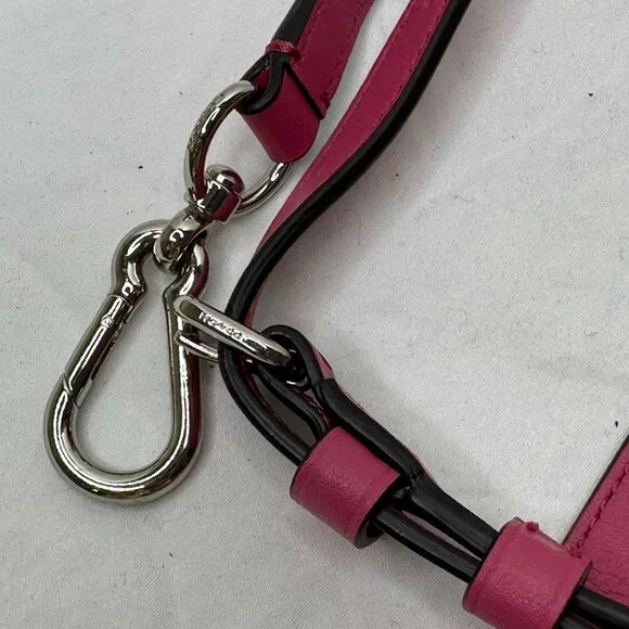 Coach Hot Pink Leather Purse Strap 48 in Adjustable Fuchsia Silver Clip Hardware - Picture 5 of 8